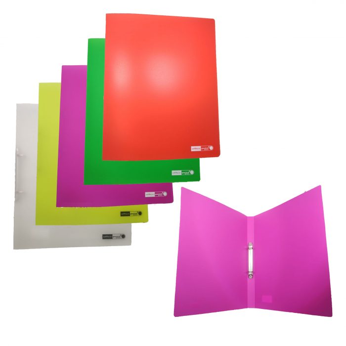 Ντοσιέ PP 2 κρίκων 25Χ31,5Χ2,2 φωσφοριζέ χρωμάτων σε συσκευασία 5 τμχ