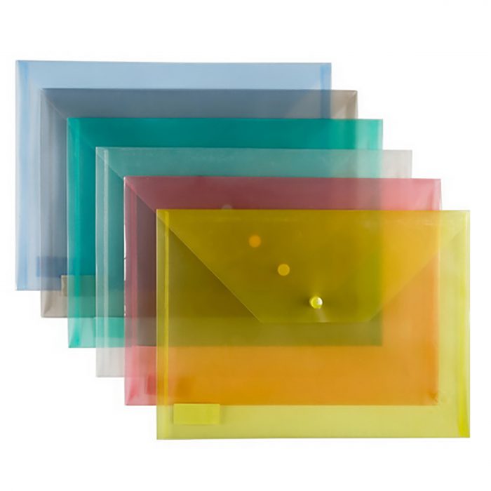Φάκελος κουμπί Α4 διαφόρων διαφανών χρωμάτων (6x2)