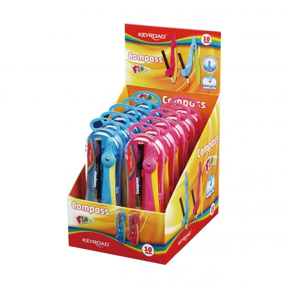 Διαβήτης Flow 2 χρωμ. πλαστικός 10 τμχ με μολύβι